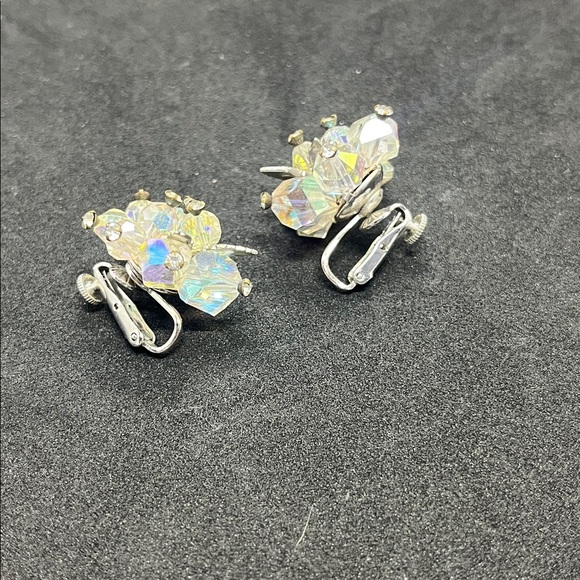 1587 * Vendome Crystal AB Cluster Earrings Tension Lever-back - Picture 3 of 3